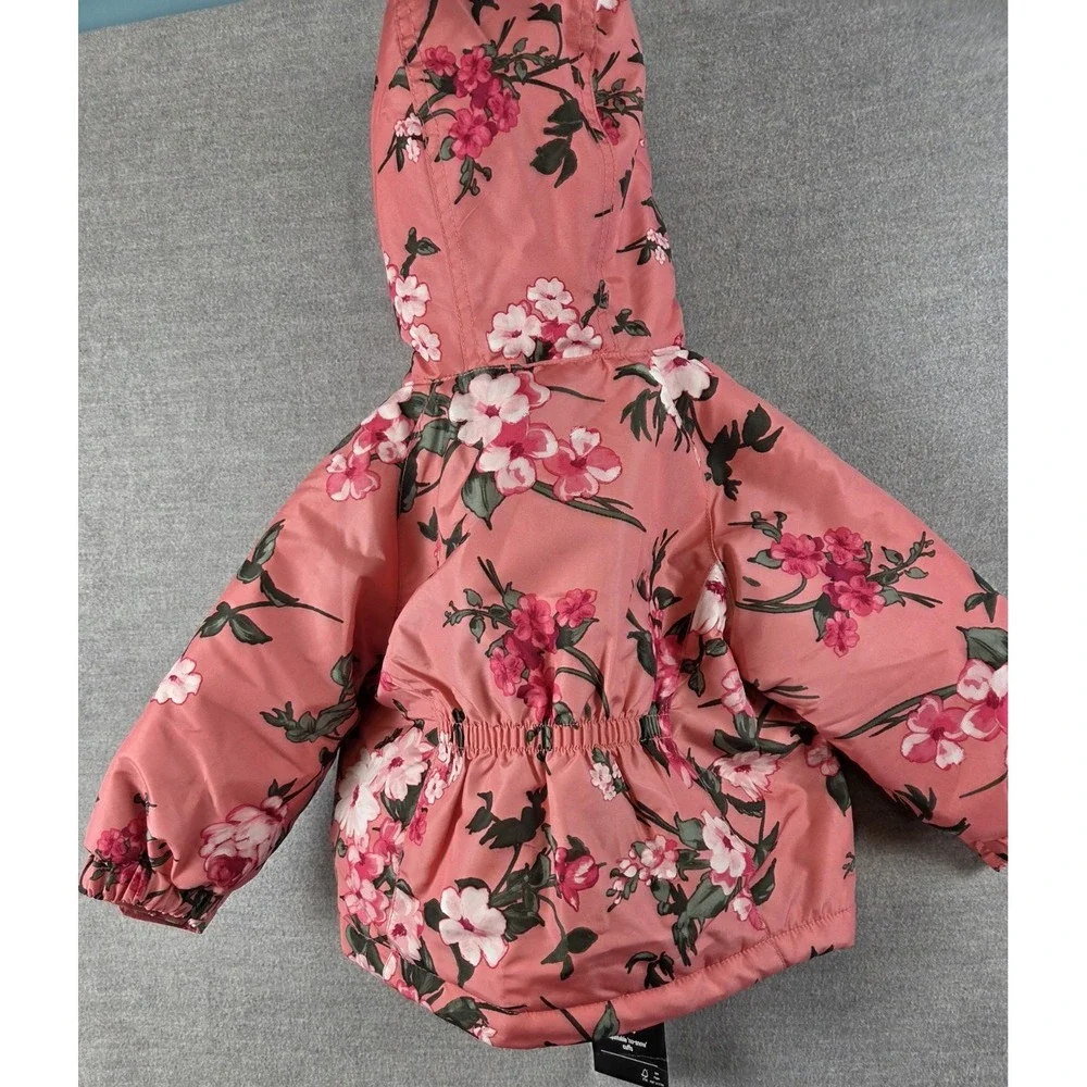 Childrens Place Girls 12-18 Mos Hooded Puffer Coat 3 in 1 Jacket Set Pink NEW